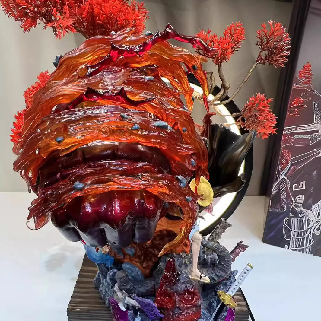 One Piece GK Ye Huo Lu Fei Figurine with Glowing Four Emperor Grass Hats Lu Fei One Piece Model Ornament Birthday Gift