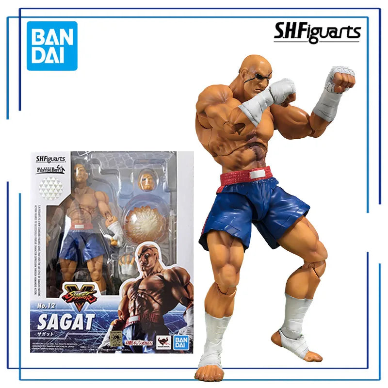 BANDAI Original S.H.Figuarts Series《Street Fighter》Chun - Li，Ken Masters，Sagat Figure Assembly Ornament Toys Collectible Model