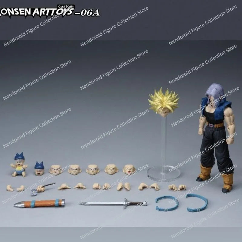 In Stock Original Tonsenarttoys Trunks Action Figure Shf Long Hair Battle Damage Movable Super Saiyan Trunks Vegeta Custom Hobby