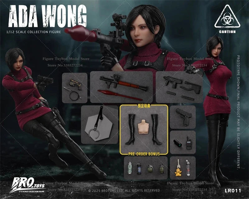 BROTOYS LR011 1/12 Ada Wang Red Sweater Classic Suit Cloth Action Figure Movable Eye Head Sculpt Design 6" Female Soldier Doll
