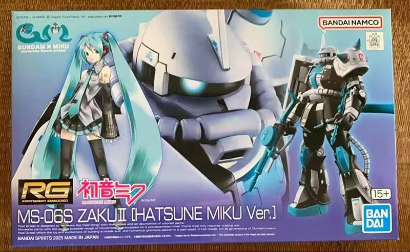 In Stock BANDAI PB Limited GUNDAM X Miku Anniversary Special Project RG 1/144 MS-06S ZAKU Ⅱ [HATSUNE MIKU Ver.] Anime Figure To