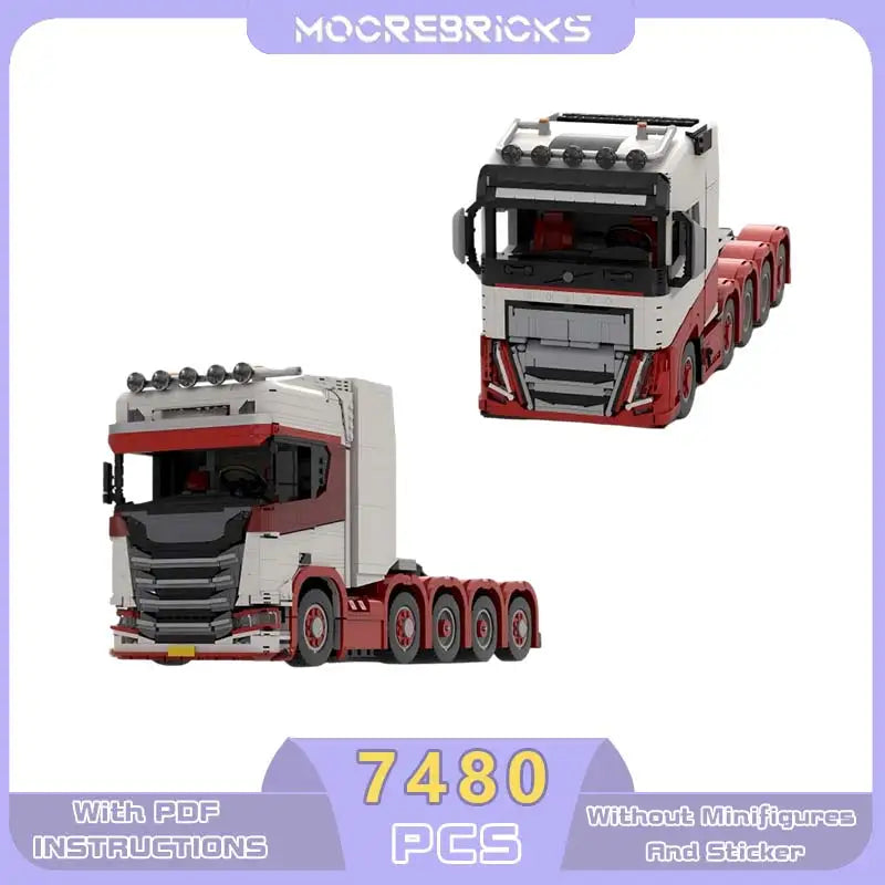 Classic Motor Machine Tractor 10X4 tractor(Red)  Model DIY Car Modular MOC Building Blocks Technology Bricks Creative Toys