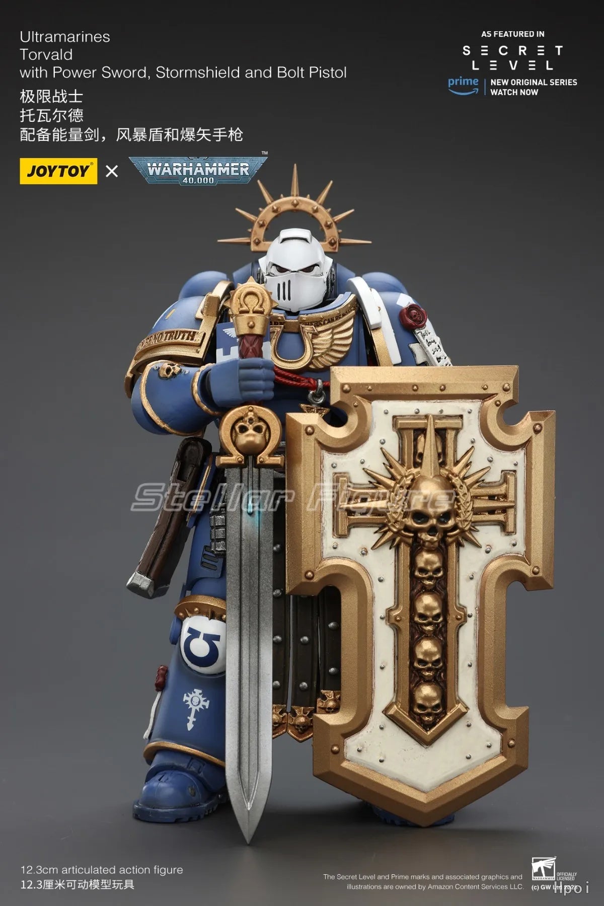 【SF】JOYTOY Warhammer 40K 1/18 Action Figure Ultramarines Torvald with Power Sword Stormshield and Bolt Pistol Model Toys Gifts