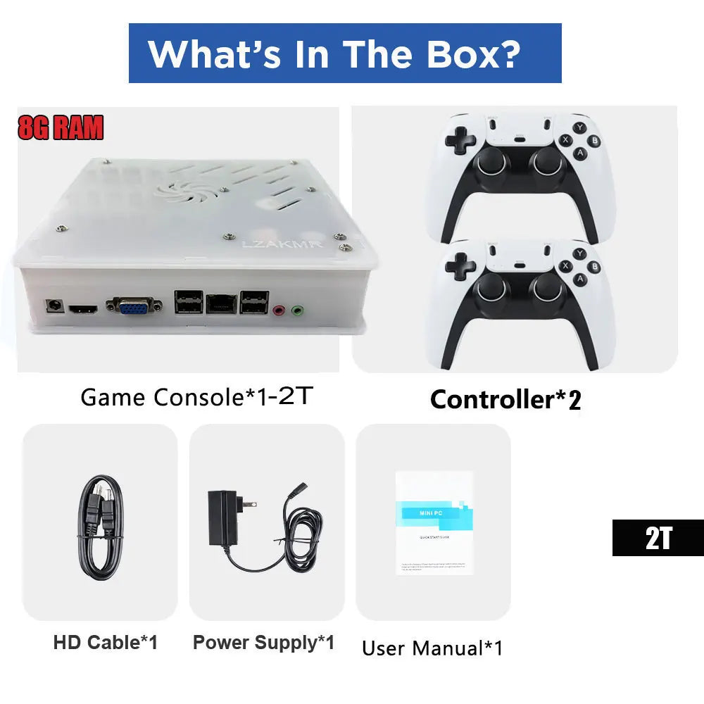 X8 Retro Game Console Upgrade Gaming Experience 8G RAM 2TB Storage 70000+ Classic Games Compatible with Wii PS2 XBOX PSP NGC