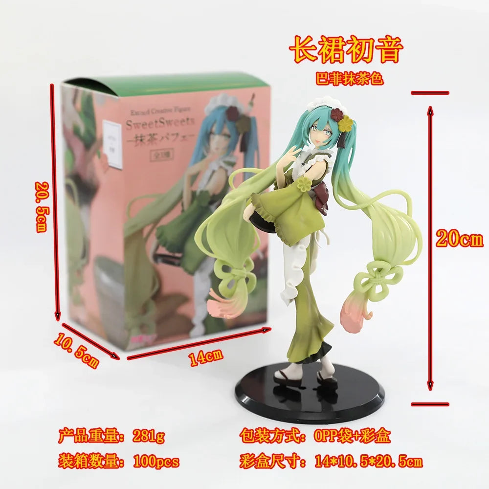 20C Hatsune Miku Figure Creative Sweet Matcha Parfait Dress Dress Up Model Toy Unlimited Charm Gift Collection Action Figure PVC