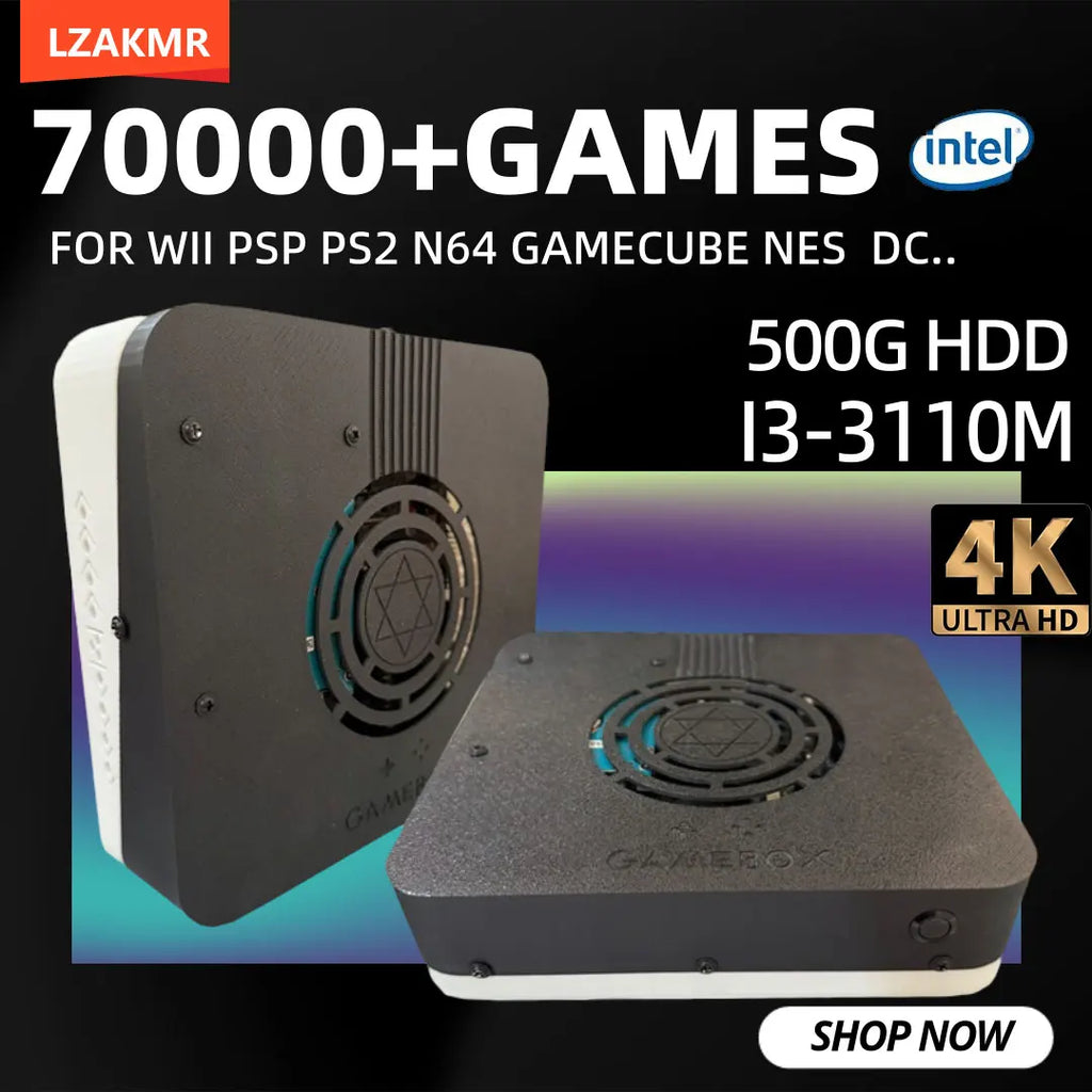 New Super Game Console X3 500G HDD 70000+Games I3-3110M For Wii PS2 N64 PSP GameCube N64 Plug and Play on TV Wireless handle