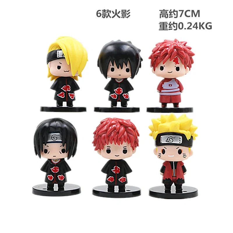 6pcs/set 12cm Anime Naruto Shippuden Hinata Sasuke Itachi Kakashi Gaara anime figure Q Version PVC Figures Toys Dolls Kid Gift
