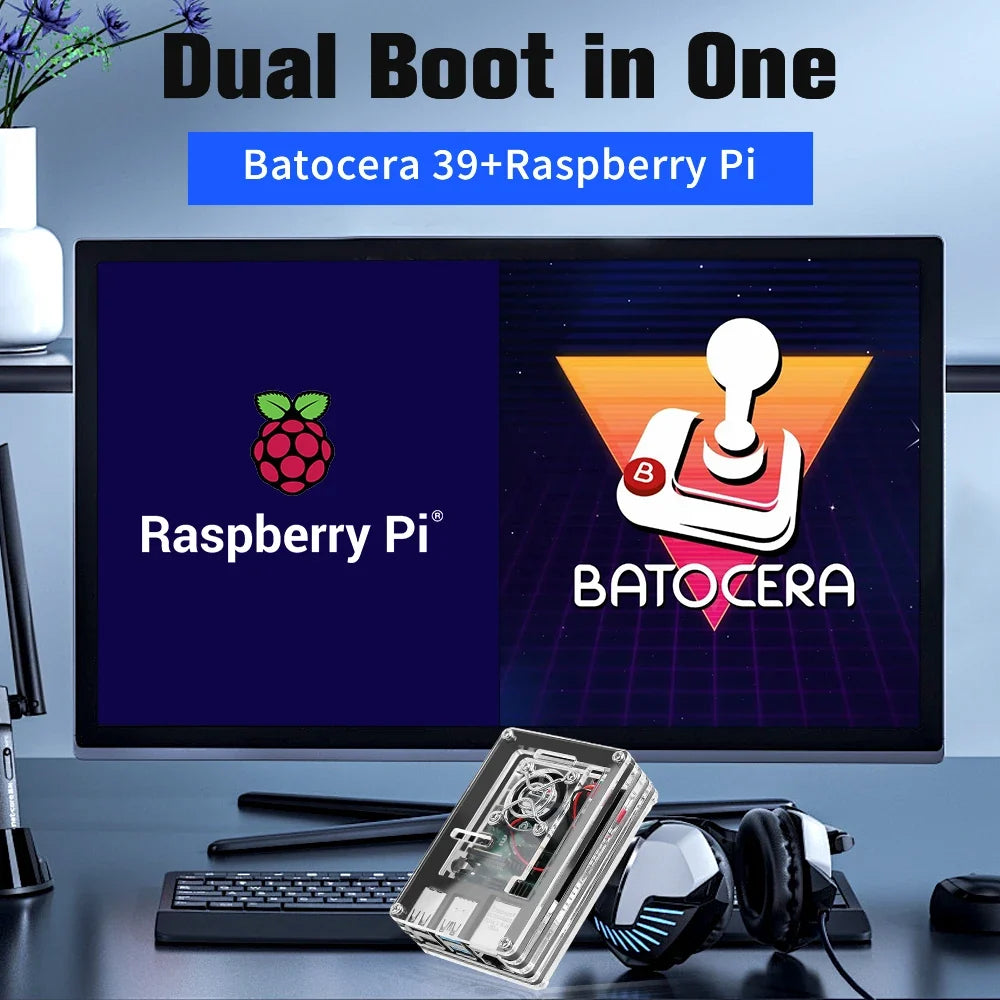 Raspberry Pi 4B Retro Game Console/Mini PC With 90000+ Games For PS1/PSP/Sega Saturn/NES/SNES/MAME/3DO/NDS Portable Game Player