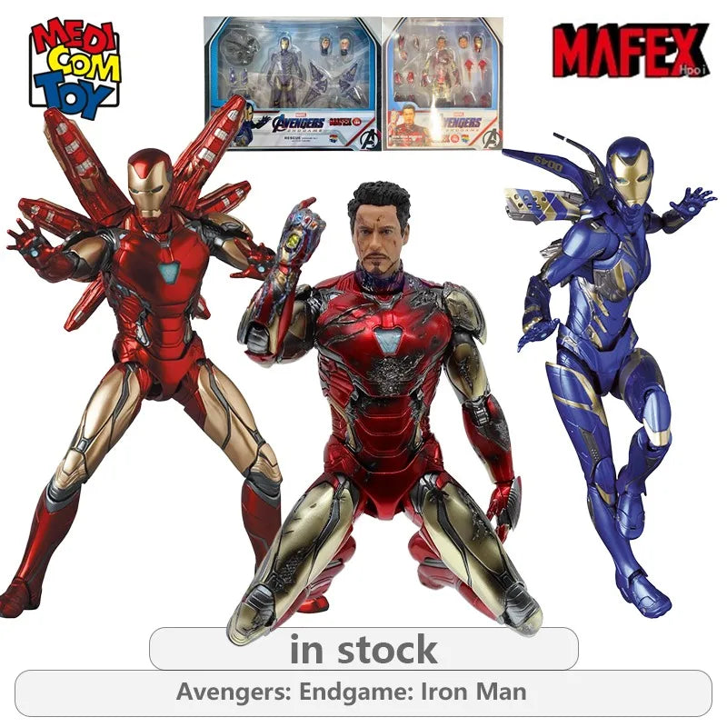 Medicom Toy Original MAFEX Avengers: Endgame Serie 195 Iron Man 85 Armored Battle Damage Edition Anime Actionfigur Modell Spielzeug