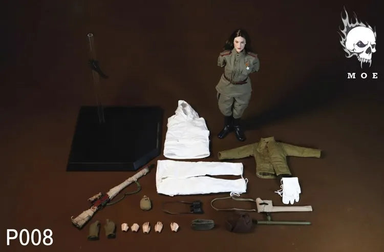 In Stock MOETOYS P008 1/6 Scale Soviet Female Snow Sniper Female Soldier Full Set for 12inchs Action Figure Model Toys