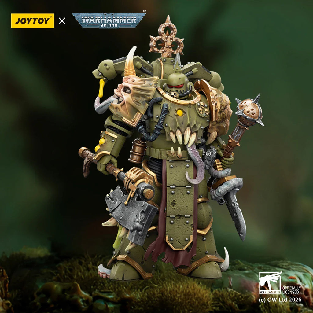 【Auf Lager】JOYTOY Warhammer 40K Death Guard Seuchenmarines mit Bubotenaxt und Seuchenmesser 1/18 Actionfigur Modell Spielzeug
