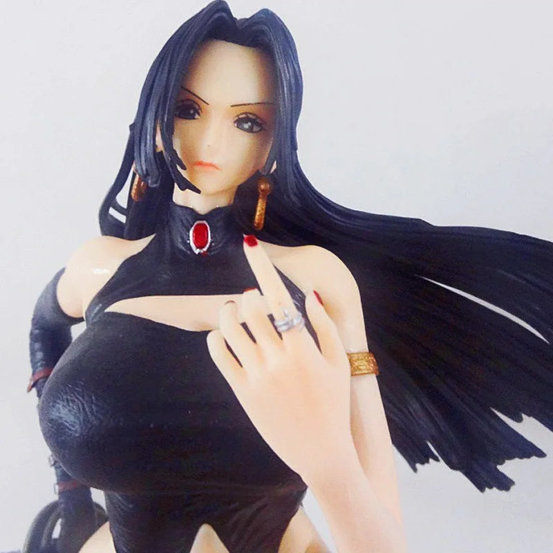 49cm One Piece Boa Hancock Pirate Empress Leather Coat Anime Handmade Model Action Figures Desktop Case Decoration Ornament Gift