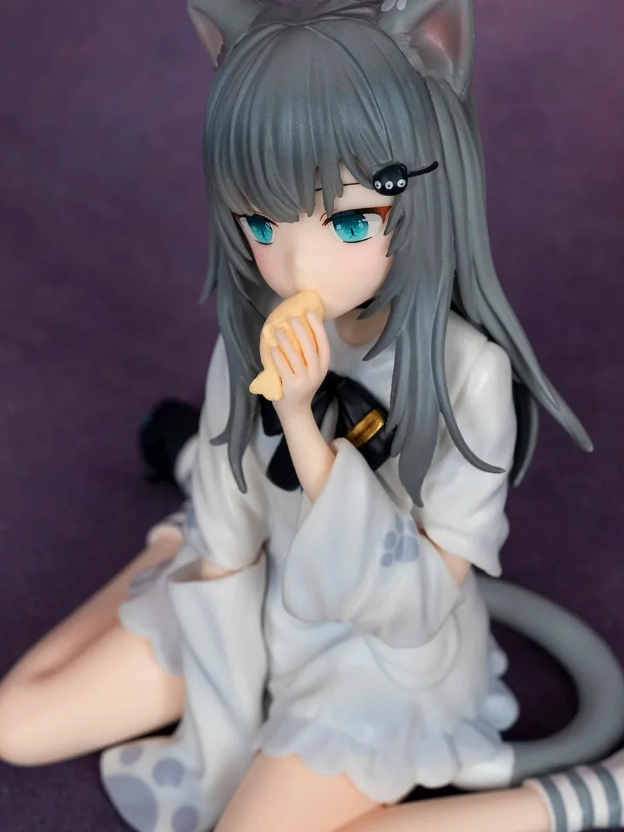 Cute  Eared Anime Girl Nachoneko Sitting Posture Collectible PVC Model Toy for Fans of Anime And Collectible Figurines