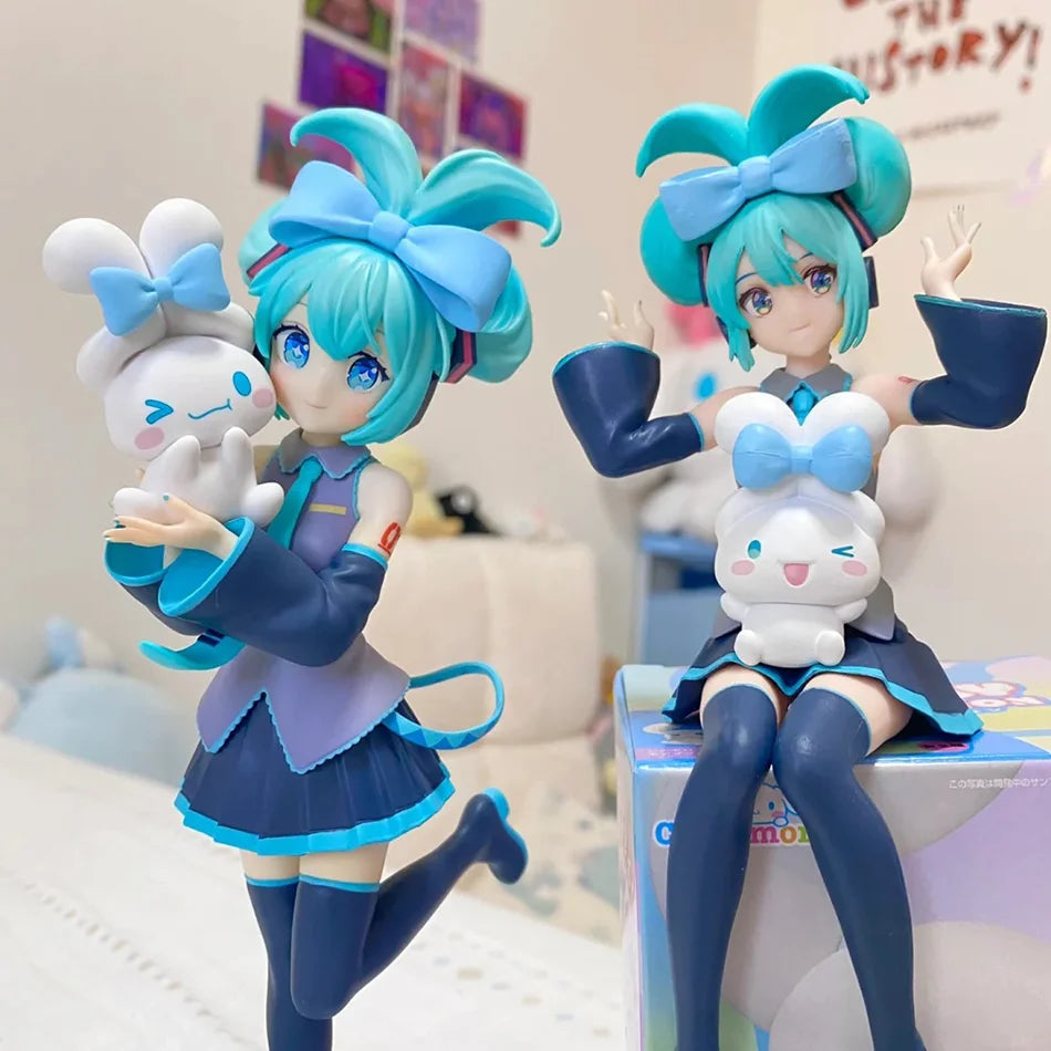 20CM Anime Hatsune Miku X Cinnamoroll Figure Anime Peripheral Collectible Models Decorative Decorations Children Kawaii Gift