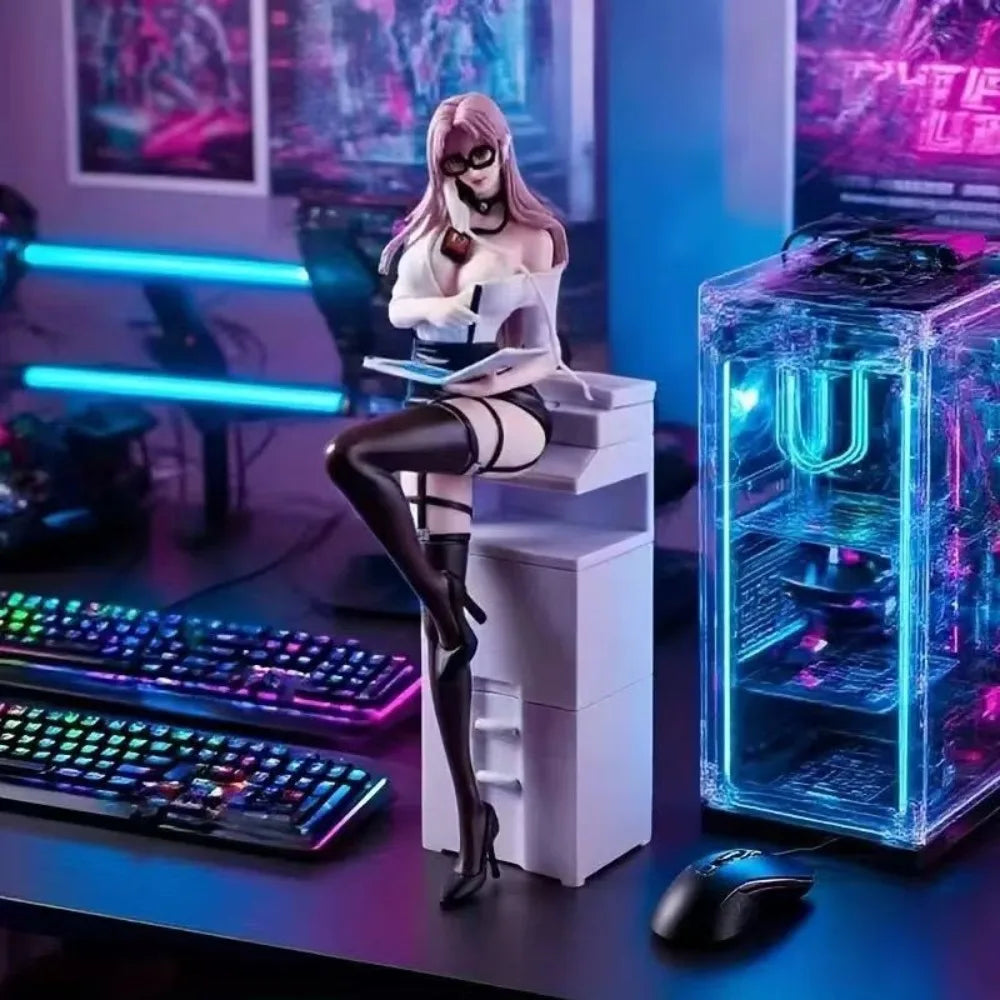 Anime Stuffed Pretty Girl AI Private Female Secretary Bunny Girl Second Round Uniform Series Desktop Case Model Ornament