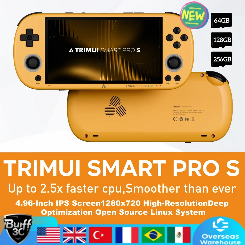 Trimui Smart Pro S Handheld Game Console 4.96'' IPS Screen Linux System Joystick RGB Lighting Retro Video Game Smartpros Gifts