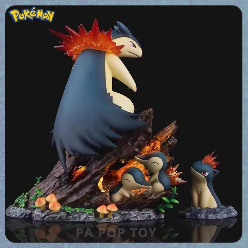 13cm Pokemon Anime Figure Cyndaquil The Evolution Group of Typhlosion Figures Collection PVC Model Statue Desk Decor Gift Toys