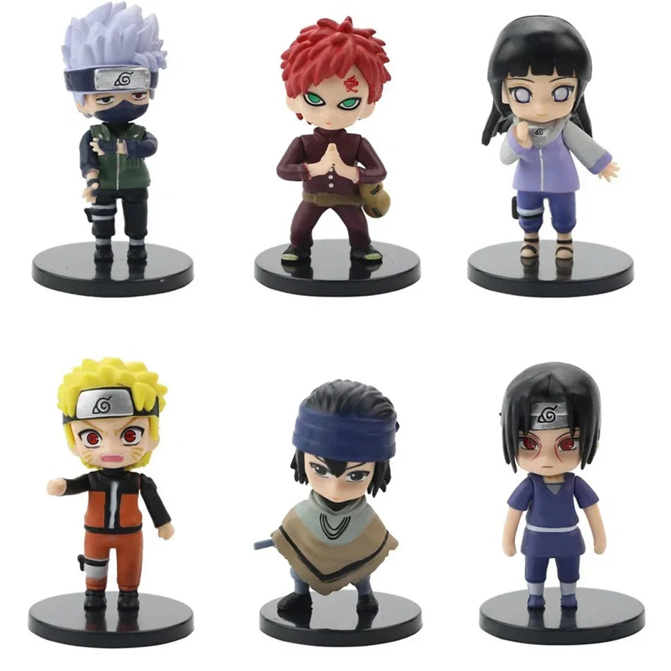 12pcs/set Naruto Shippuden Anime Figures - Hinata Sasuke Itachi Kakashi Gaara Q Version PVC Toys Dolls for Kids Christmas Gifts