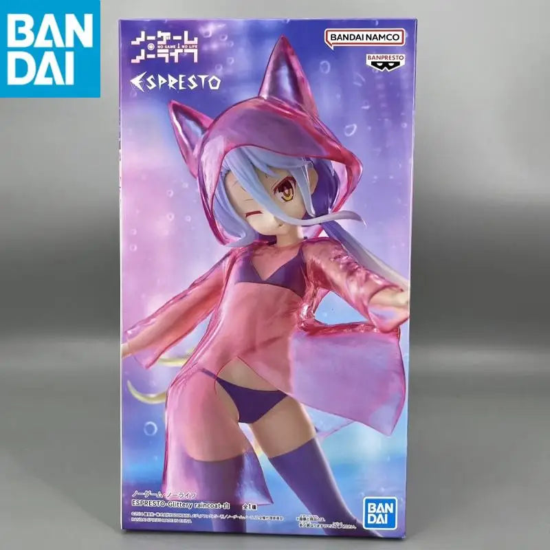 Original BANDAI NAMCO BANPRESTO NO GAME NO LIFE ESPRESTO Glittery raincoat Shiro PVC Genuine Figure Model Collector Figurine Toy