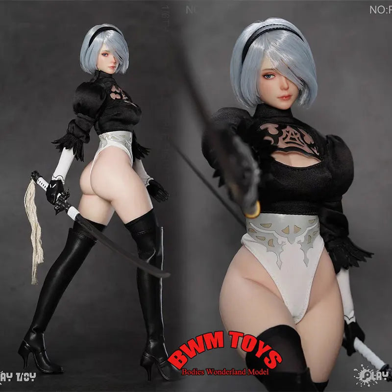 PLAY TOY P021 1/6 Sexy 2B Sister Humanoid Robot Bewegliche Augen Kopf 12 Zoll weibliche Soldatin Actionfigur Puppe Sammlung