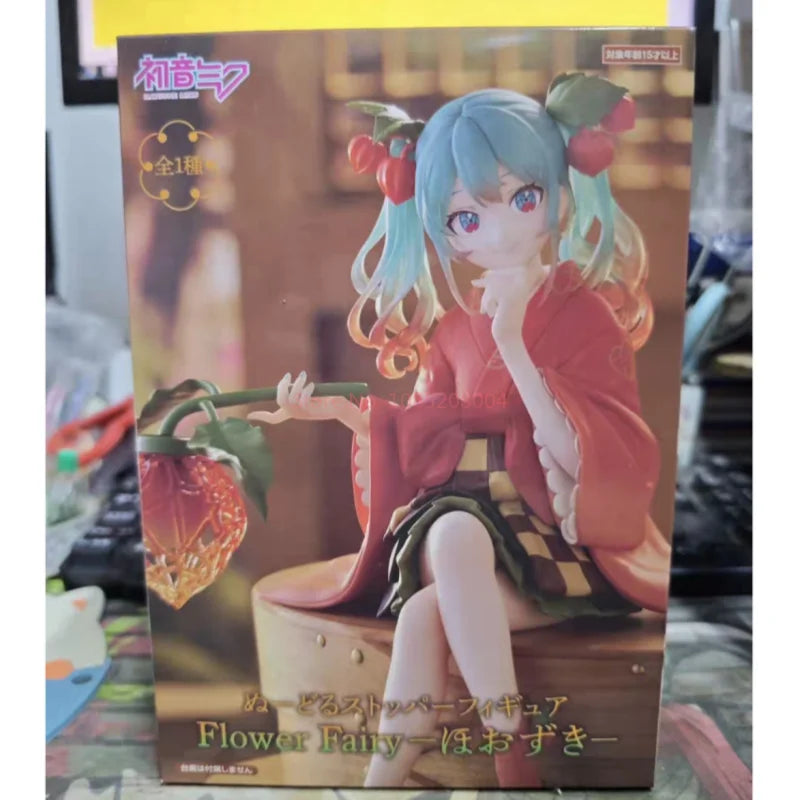 New Original Furyu Cartoon Hatsune Miku Noodle Stopper Figure -Flower Fairy Winter Cherry Pvc Model Collection Doll Toys Gift