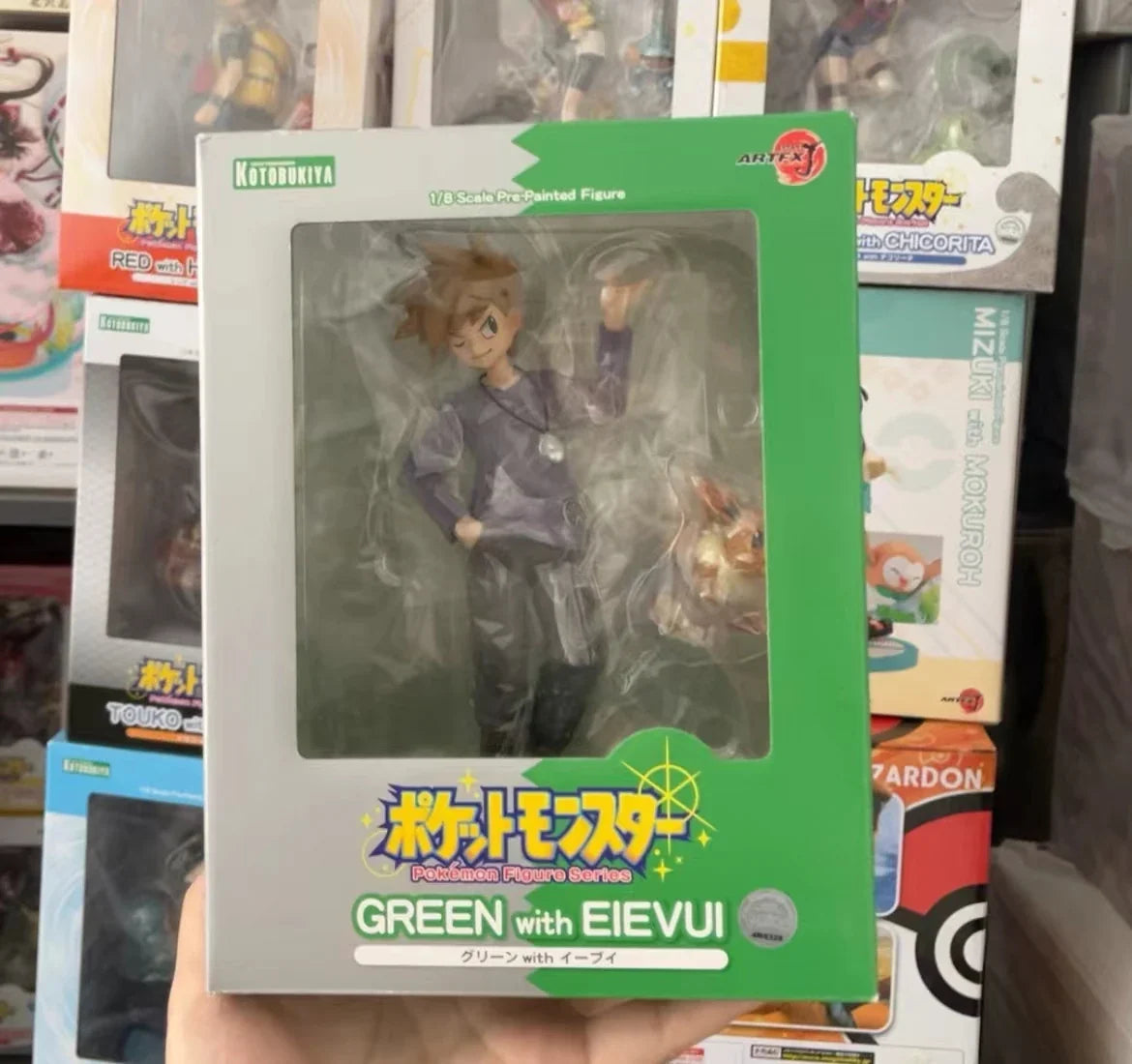 In Stock Original Kotobukiya Pokemon Figure Series GREEN with EIEVUI RED with PIKACHU 1/8 Scale Pre-Painted Figure Anime Toys