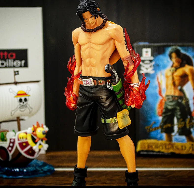 Bandai One Piece Figurin Large Assembly Huge Fire Fist Ace Stance Anime Figurine Model, Room Desktop Decoration Birthday Gift