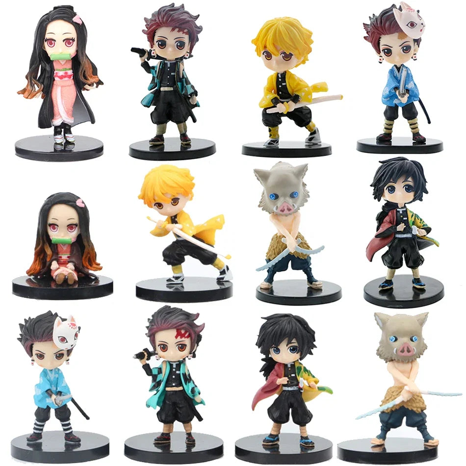 4/5/6Pcs Set Anime Demon Slayer Figure 7cm Kamado Tanjirou Kamado Nezuko Mini Cute Edition Pvc Doll Toy Desktop Ornament Gift