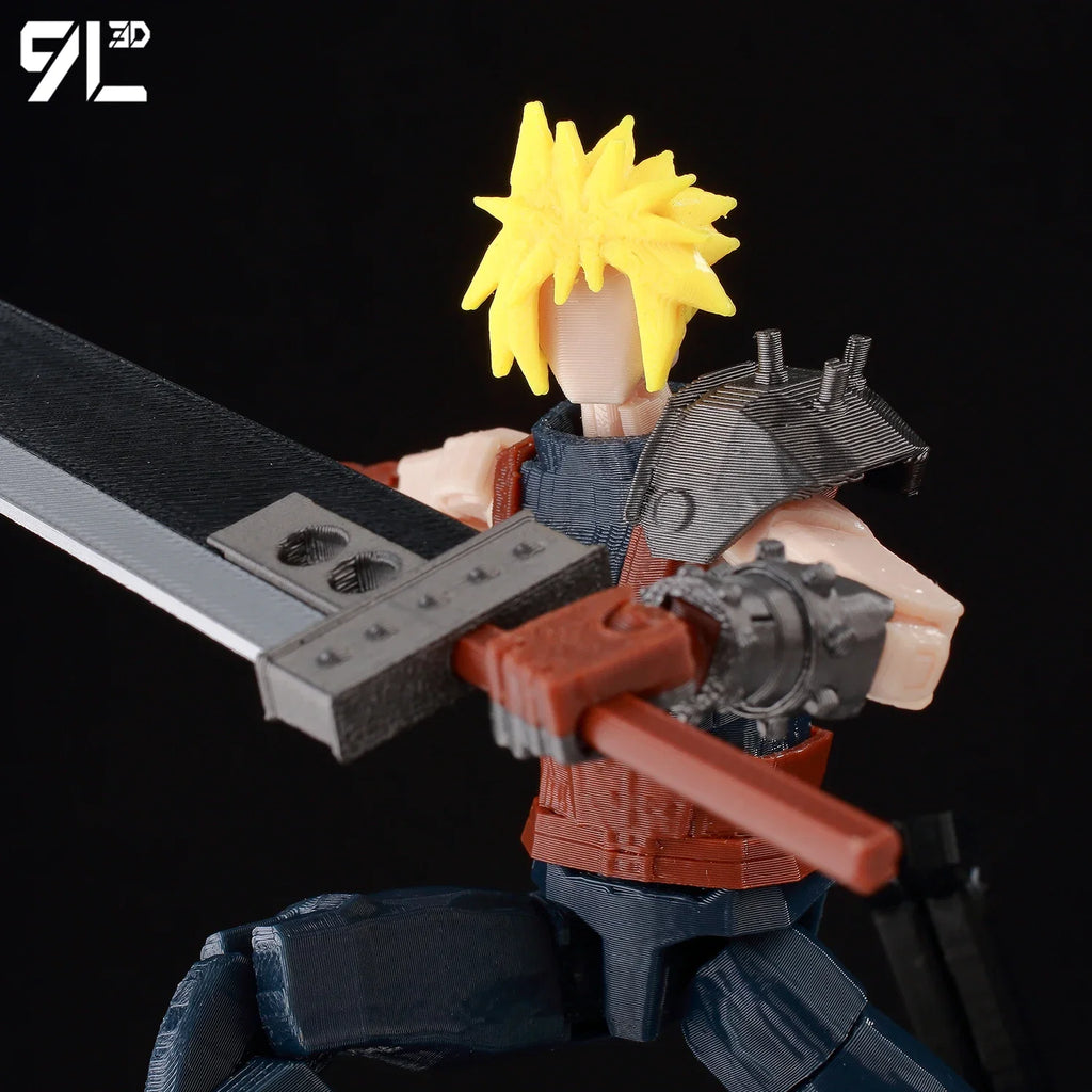 9L3D Cloud FFVII Figure Buster Sword Multi-Joint Articulated Lucky Dummy 13 Anime Action Model Posing Display Children Games toy
