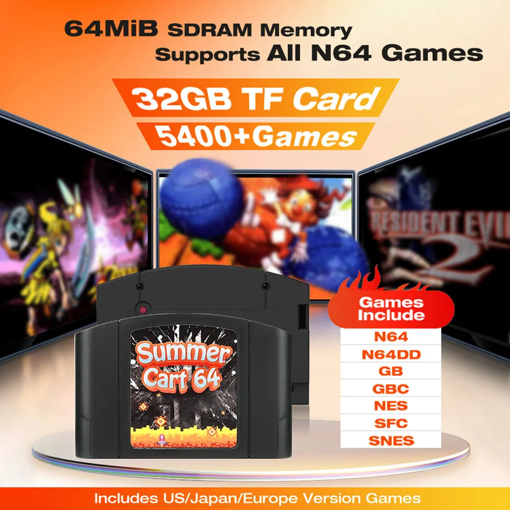 SummerCart64 Game Card For Nintendo 64 Game Cartridge For ED 64 Nintendo N64 Console