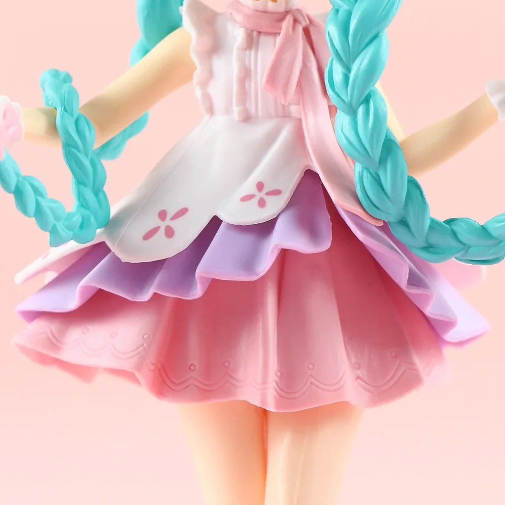 New Anime Hatsune Miku Virtual Singer Manga Figurines  Green long hair pink skirt Kawaii girl PVC Action Figure Model Toy