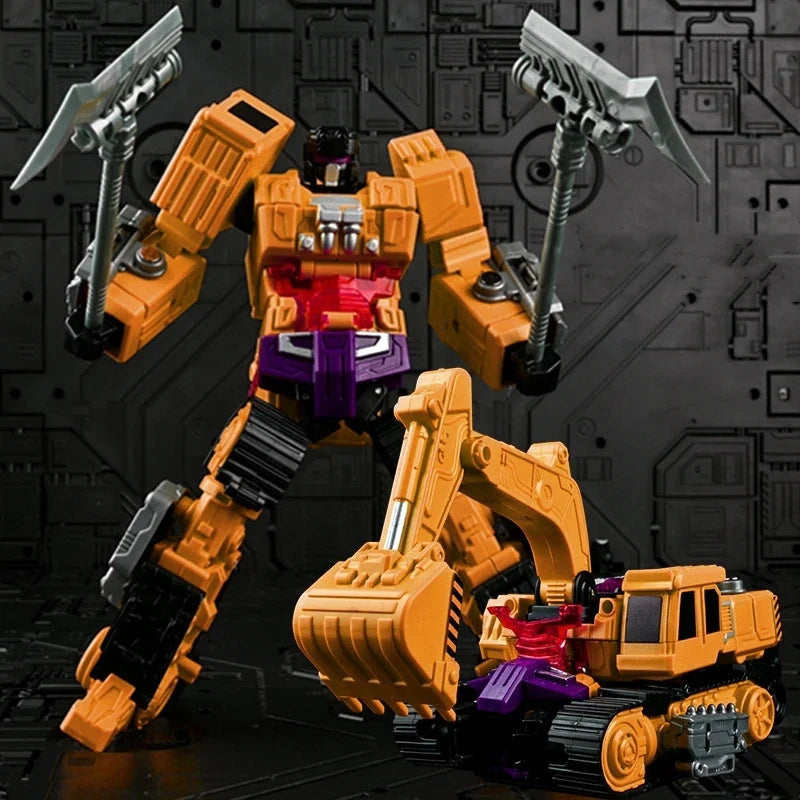 Jinjiang 6 in 1 Action Figure Devastator Toy Anime Transformation Robot Car Engineering Vehicle Excavator Blender Hook Model Kid