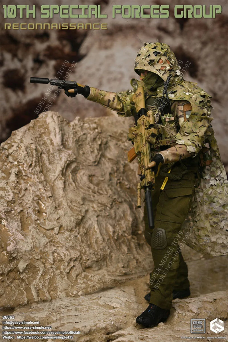 Easy&Simple ES26063 1/6 Scale Men Soldier 10th Land Special Group Reconnaissance Force Full Set 12-inch Action Figure Toys