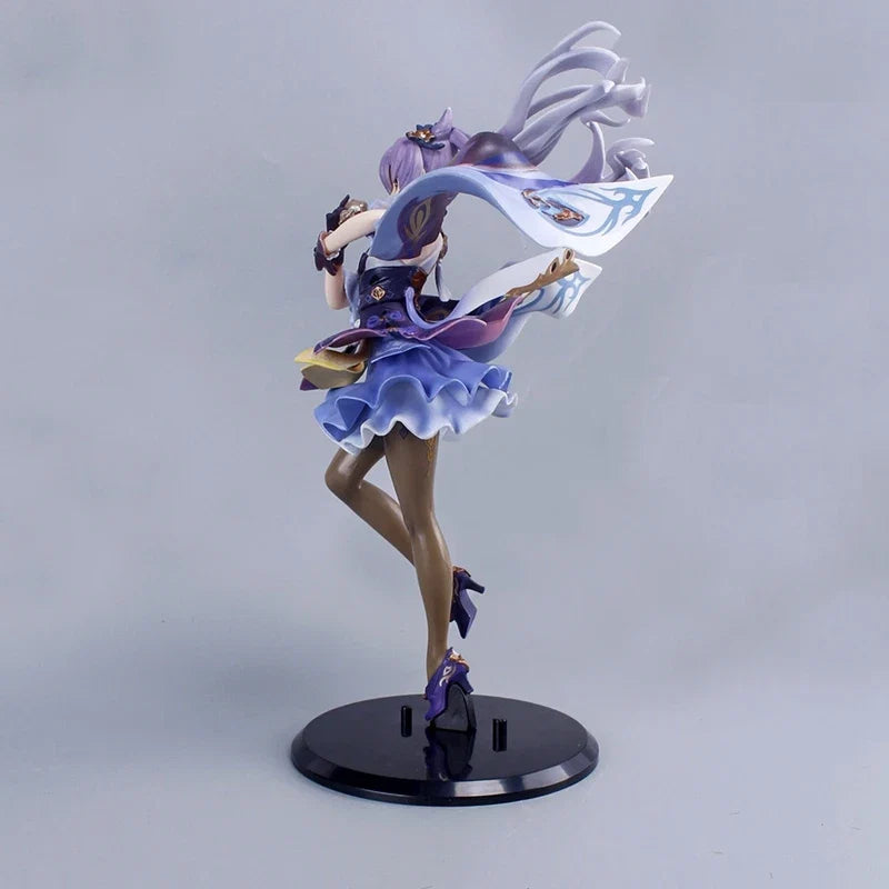 24cm Genshin Impact Anime Figures Keqing Kawaii Standing Action Figure PVC Collection Model Doll Ornaments Toys Birthday Gifts