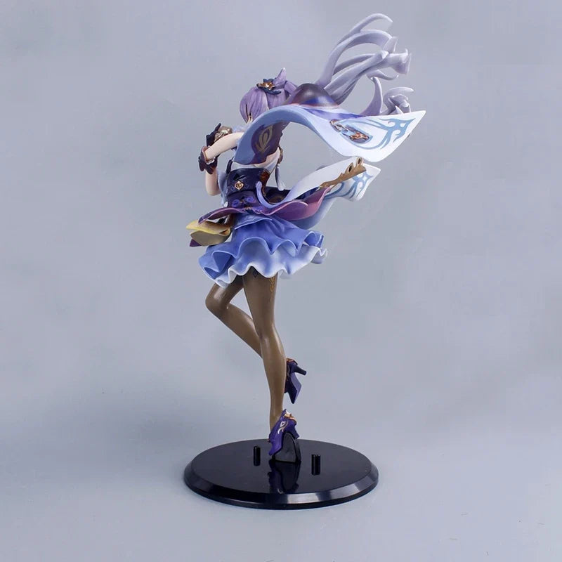 24cm Genshin Impact Anime Figures Keqing Kawaii Standing Action Figure PVC Collection Model Doll Ornaments Toys Birthday Gifts