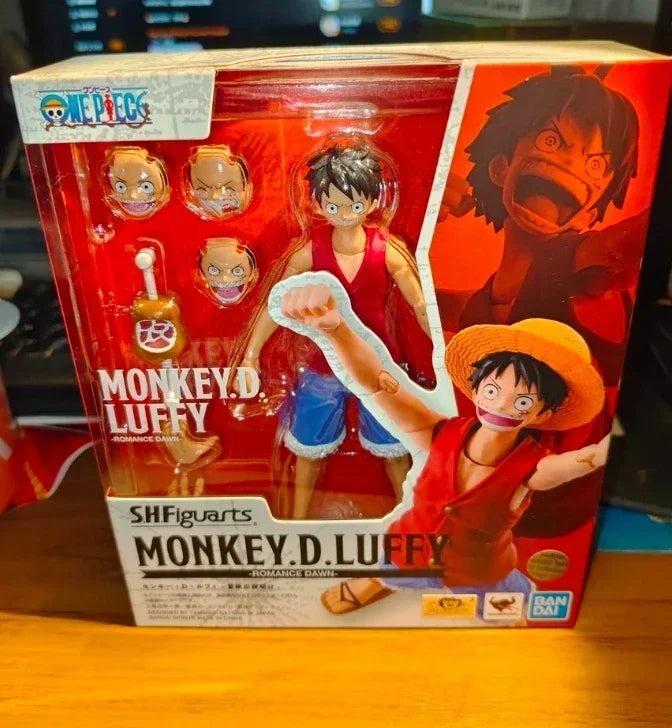 Stock Bandai Original Anime Figure One Piece S.H.Figuarts SHANKS & MONKEY.D.LUFFY -CHILDHOOD Action Figurine Toys Model Doll