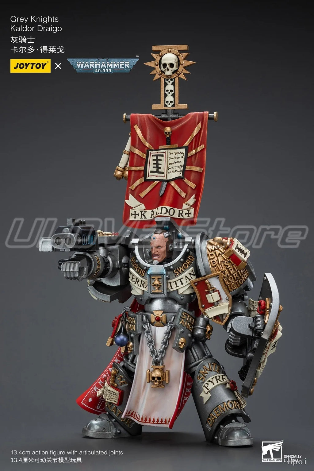 Original JOYTOY WARHAMMER 40K Grey KnightsKaldor Draigo 1/18 Action Figure Model Ornament Gift