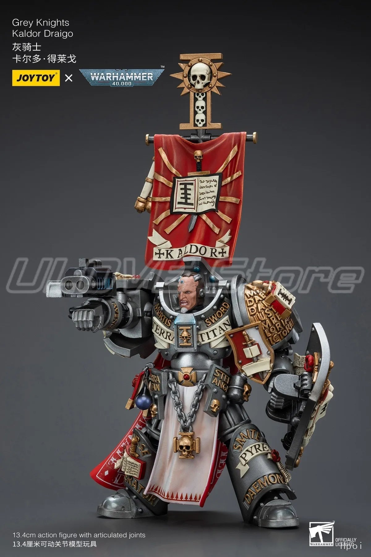 Original JOYTOY WARHAMMER 40K Grey KnightsKaldor Draigo 1/18 Action Figure Model Ornament Gift