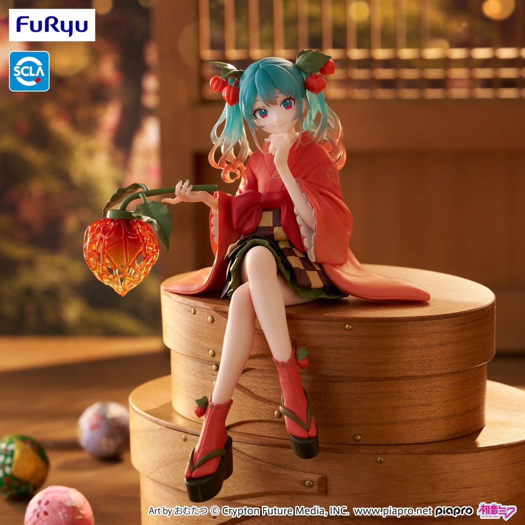 Original BANDAI FuRyu Hatsune Miku Noodle Stopper Anime Figure Toys Flower Fairy Winter Cherry Action Figurine Doll Gift