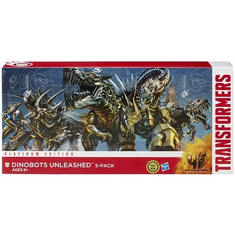 In Stock Transformers Toy Robots 2014 Movie 4 Platinum Limited Edition Mechanical Dinosaur Metal Transparent Color 5-person Set