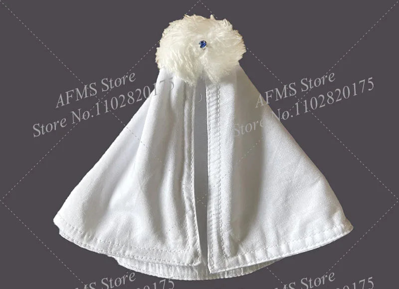 1/12 Men Soldier Anti-Hero Emma White Battle Goddess White Fur Collar Cloak Combat Costume Fit 6Inch ML Action Figure Body