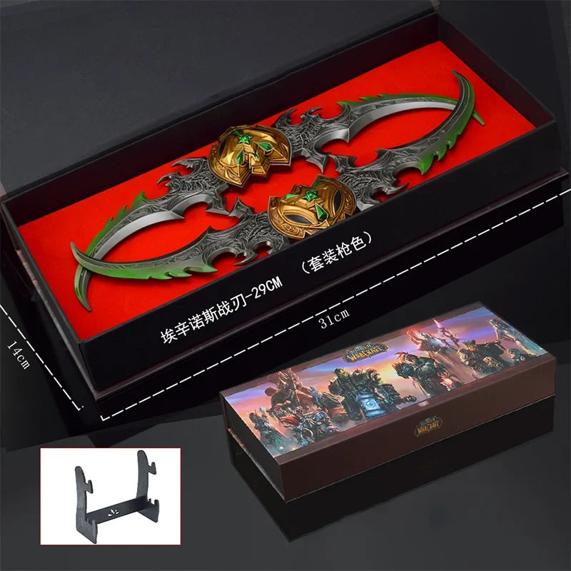 29cm/11.41inch Warcraft Action Warglaive of Azzinoth Weapon Model Sword Figure,Metal Ornaments,Figurine,Room Décor Boys Gifts