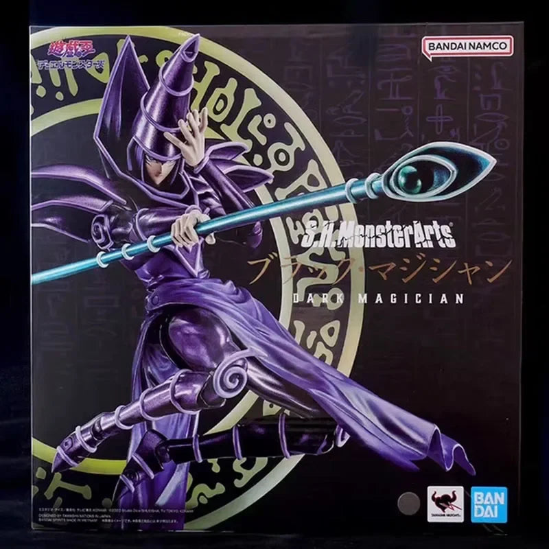 Bandai Genuine SHM Black Magician DARK MAGICIAN Anime Action Figure Collectible Joints Movable Model Toys Ornament Gift Children
