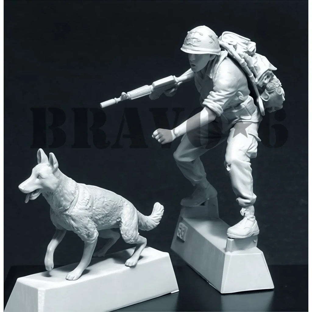 1/35 Resin Unpainted Model Kit, Vietnam War - US Army Infantry (Soldier and Dog) Unassembled and Unpainted GK