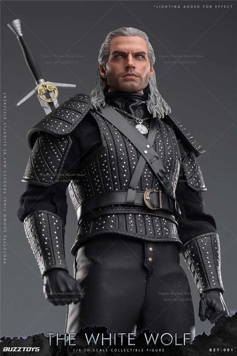 BUZZTOYS BUZ001 1/6 Scale Brave Hunter Wizard Male Action Figure Gray Hair Witcher Simulation Delicate 12" Full Set Soldier