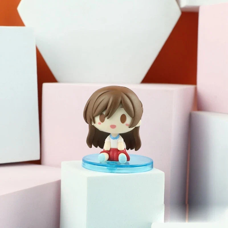 4Pcs/Set 5CM Anime Figure Rental Girlfriend Ichinose Chizuru Head Shape Standing In Q Version Tanjirou Toy Gift Model PVC