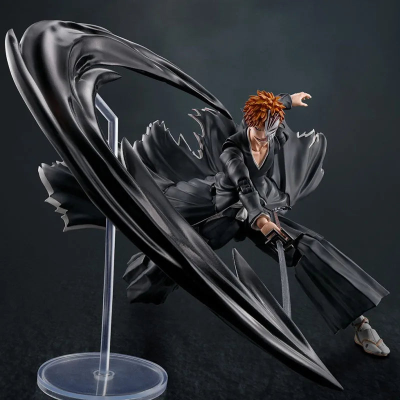In Stock BANDAI Original S.H.Figuarts BLEACH ICHIGO KUROSAKI GETSUGATENSHO SHF Action Figure ModelGift forKid Foam Box Packaging