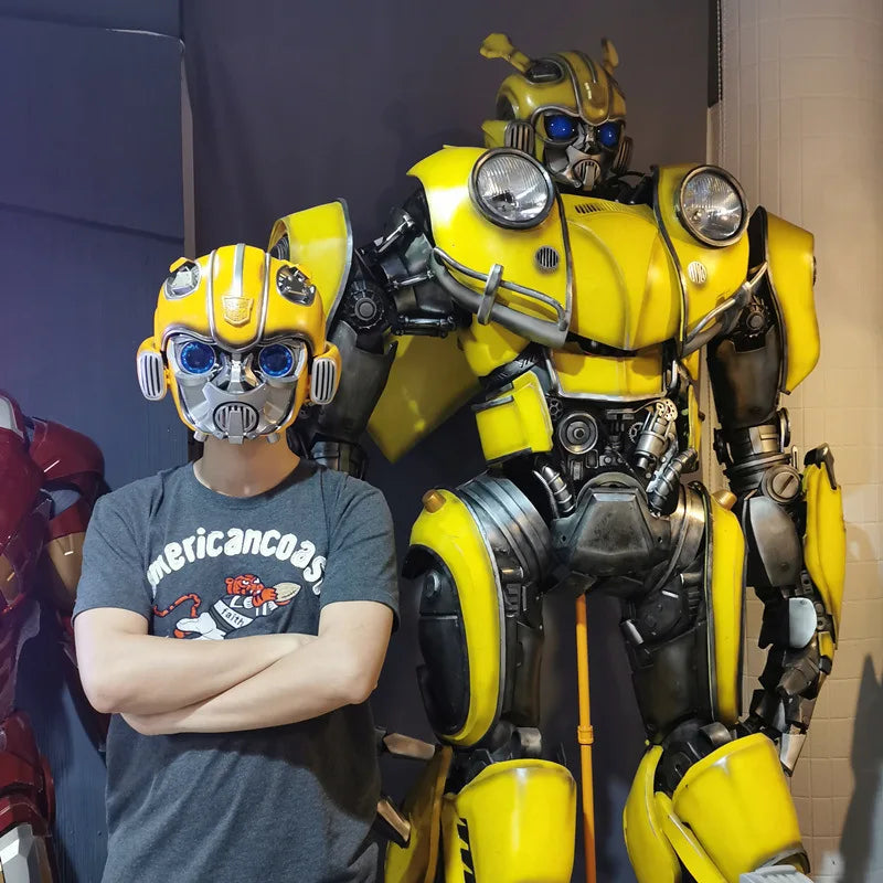 Kids Cos Bumblebee 1:1 Helmet  Anime Fiugre Wearable 1:1 Mask Transformers Chinese And English Voice Controlled Toy Model Gift