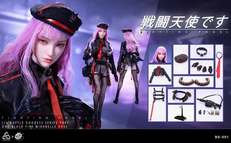 POPTOYS X COLOUR STUDIO BG-001 1/6 Battle Angel Black Fire Mirabelle Rose 12' Action Figure Full Set Collectible Model Toy