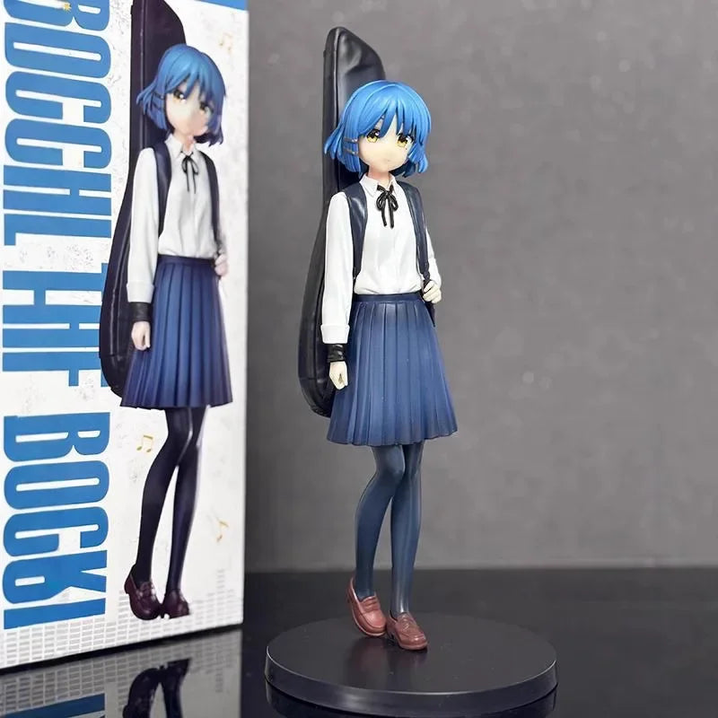 Lonely rock figure guitar, blue-haired beautiful girl two-dimensional animation statue model peripheral ornaments